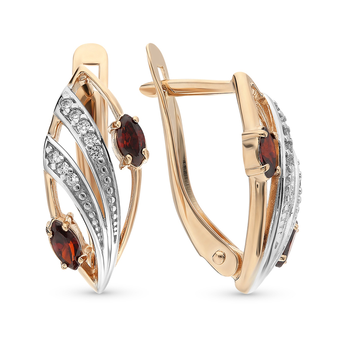 Серьги из золота 585 пробы c фианитами
