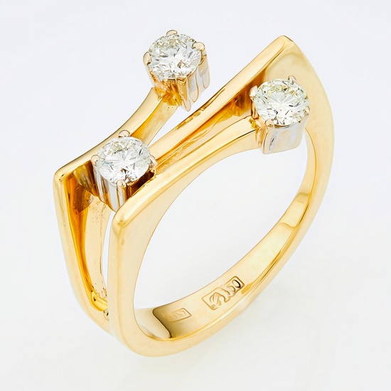 Кольцо из комбинированного золота 750 пробы c 3 бриллиантами, Л35054747 за 80700
