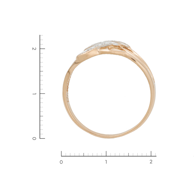 Кольцо из красного золота 585 пробы c 8 фианитами
