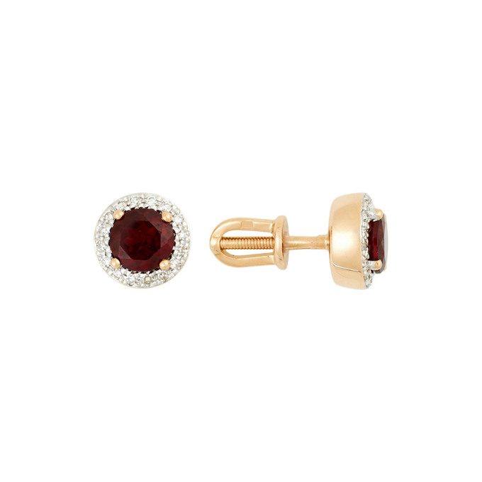 Серьги из золота 585 пробы с гранатами и бриллиантами, Л 7502 3773 за 32800