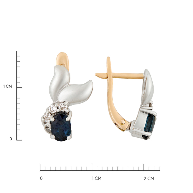 Серьги из золота 585 пробы c сапфирами и бриллиантами, Ц О007 1739 за 63120