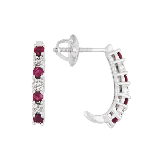 Серьги из золота 585 пробы c рубинами и бриллиантами, Ц О007 2705 за 25500