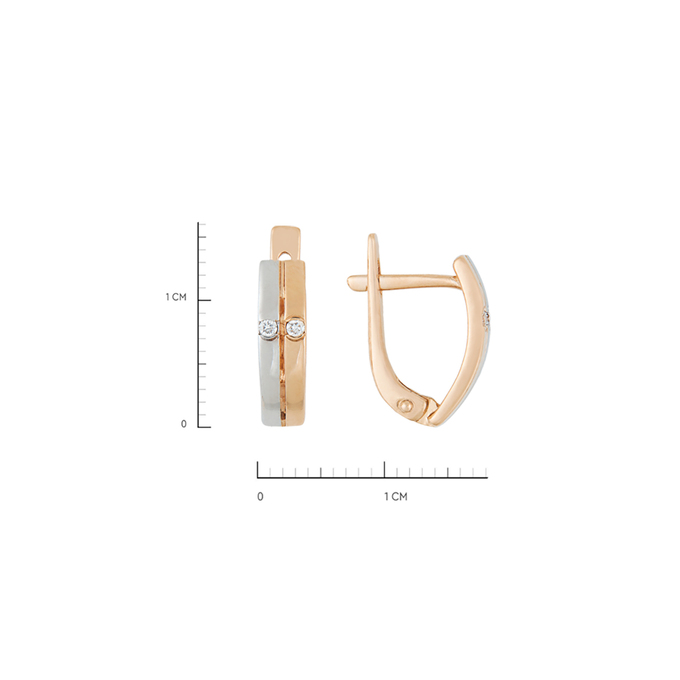 Серьги из золота 585 пробы c 4 бриллиантами, Л 3112 0438 за 28400