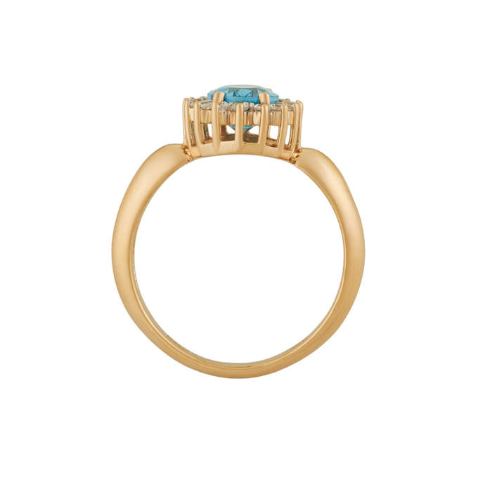 Кольцо из золота 585 пробы c топазом и фианитами, Л 3507 1877 за 35440