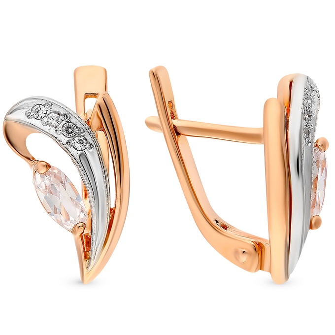 Серьги из золота 585 пробы c фианитами
