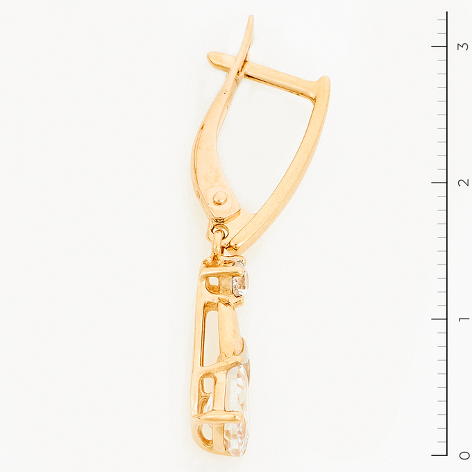 Серьги из красного золота 585 пробы c фианитами
