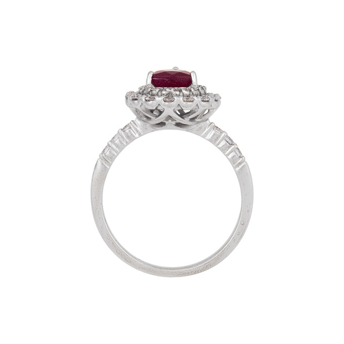 Кольцо из золота 585 пробы c облагороженным рубином и бриллиантами, Л 6002 5923 за 65000