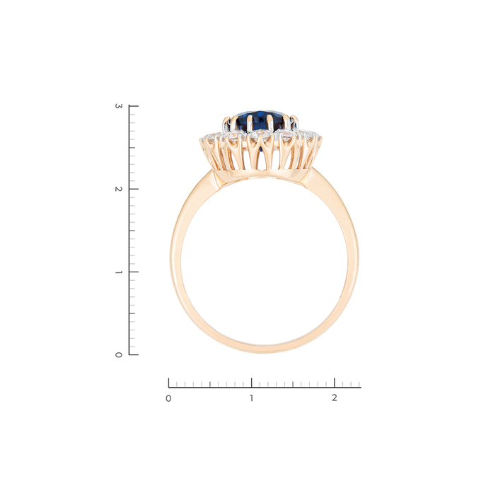 Кольцо из золота 585 пробы c 1 синт. шпинелью и 12 фианитами, Л 3208 5576 за 43760