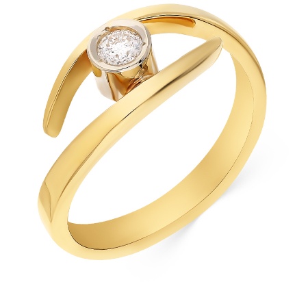 Кольцо из желтого золота 750 пробы c 1 бриллиантом, 022779 за 27 000 ₽