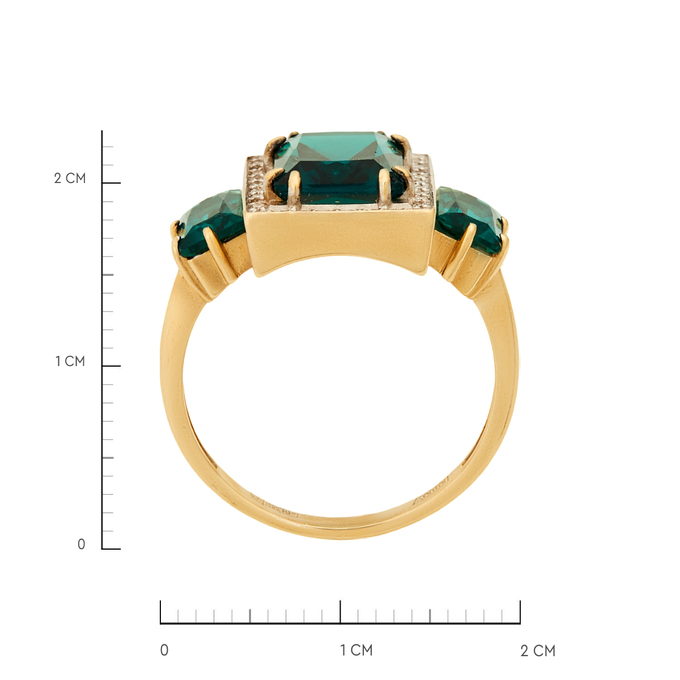 Кольцо из золота 585 пробы c бриллиантами и синтетическими изумрудами, Л 2811 7719 за 58320