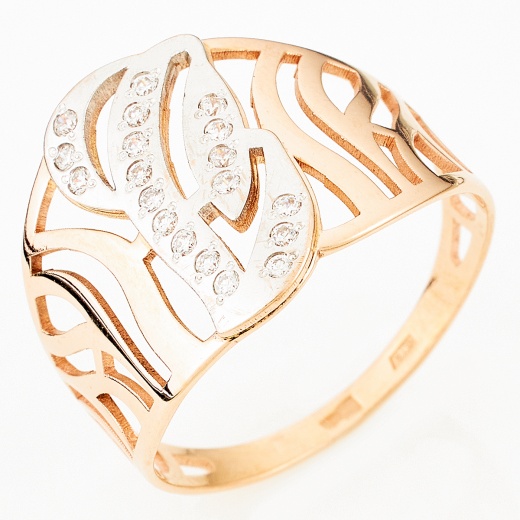 Кольцо из комбинированного золота 585 пробы c фианитами Л24042563 фото 1