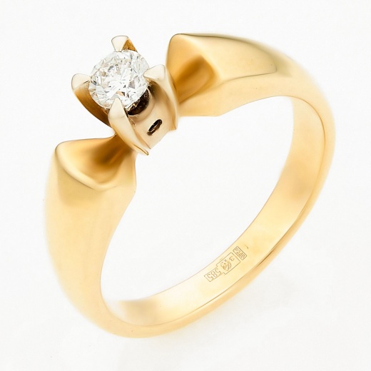 Кольцо из комбинированного золота 585 пробы c 1 бриллиантом Л05122048 фото 1