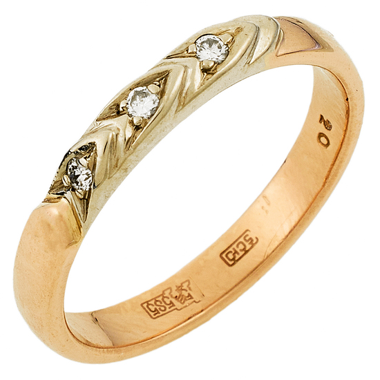 Кольцо из комбинированного золота 585 пробы c 3 бриллиантами, Л20102525 за 13450