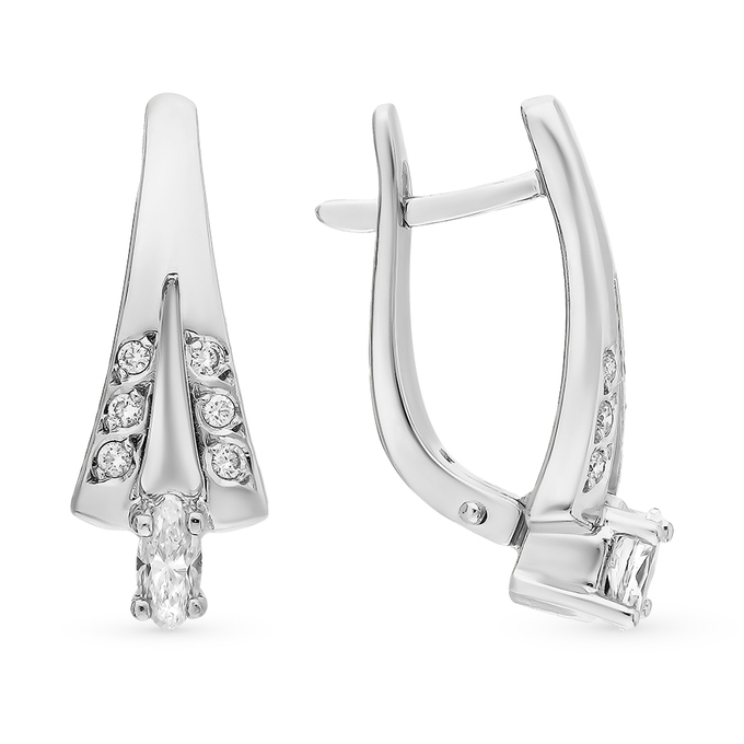 Серьги из белой платины 950 пробы c 14 бриллиантами