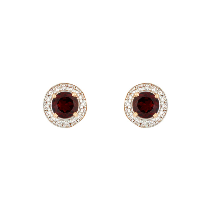 Серьги из золота 585 пробы с гранатами и фианитами, Л 2209 1442 за 19600