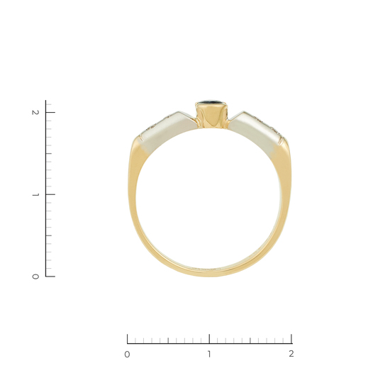 Кольцо из комбинированного золота 585 пробы c 4 бриллиантами и 1 сапфиром, Л11152153 за 14360