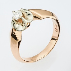 Кольцо из комбинированного золота 583 пробы c 1 бриллиантом, 134267 за 56 000 ₽