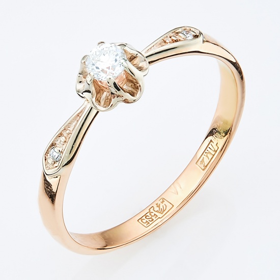 Кольцо из комбинированного золота 585 пробы c 3 бриллиантами, Л45056439 за 17950
