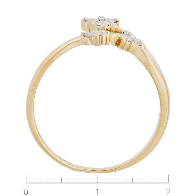Кольцо из желтого золота 585 пробы c 9 бриллиантами