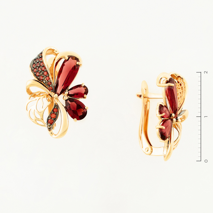 Серьги из красного золота 585 пробы c камнями синтетическими