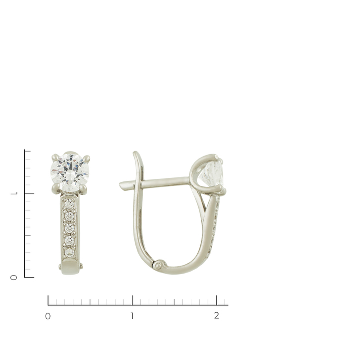 Серьги из белого золота 585 пробы c фианитами