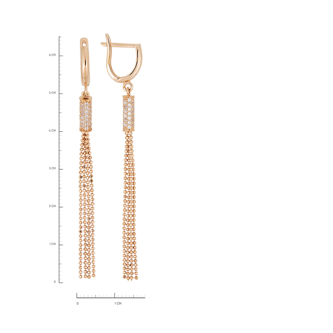 Серьги из золота 585 пробы c 90 фианитами