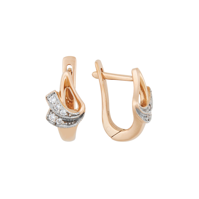 Серьги из золота 585 пробы c фианитами