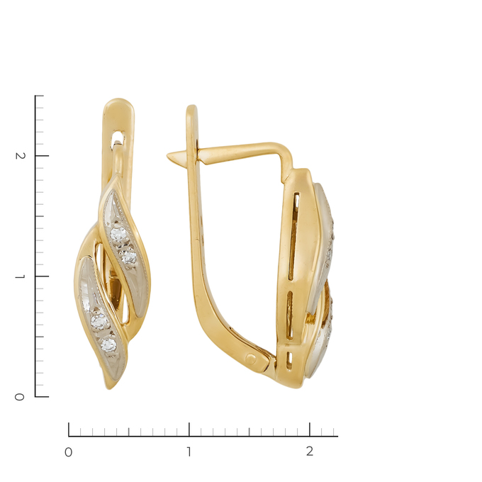 Серьги из комбинированного золота 750 пробы c 8 бриллиантами, Л 1115 5701 за 67200