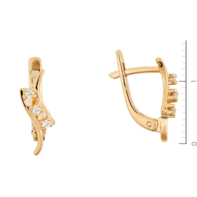 Серьги из красного золота 585 пробы c фианитами