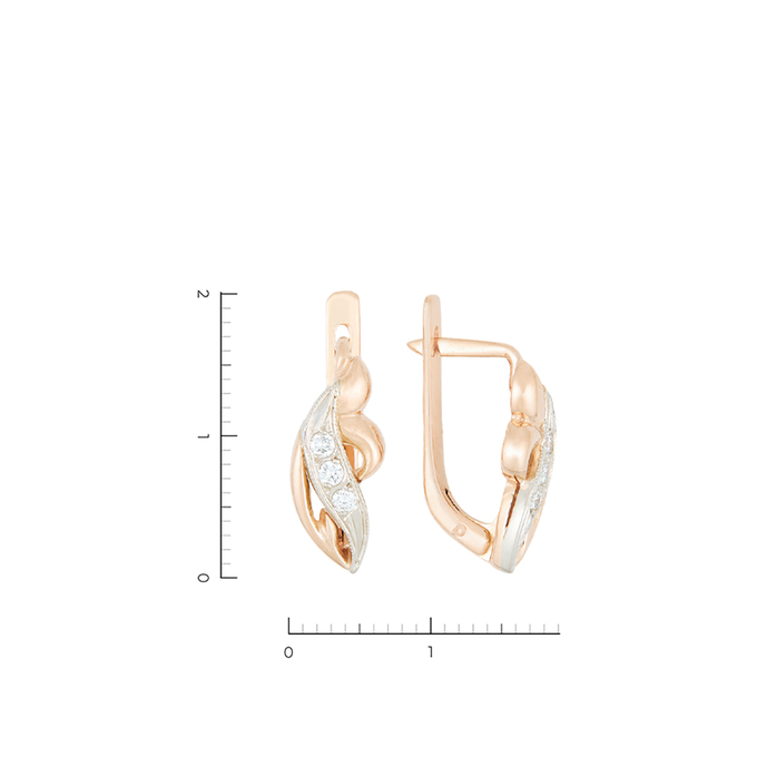 Серьги из золота 585 пробы c 6 бриллиантами, Л 2810 5885 за 34650