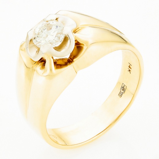 Кольцо из комбинированного золота 585 пробы c 1 бриллиантом Л51034860 фото 1