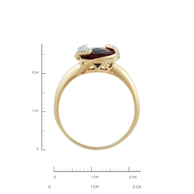 Кольцо из золота 585 пробы c гранатом и бриллиантами, Л 2811 4191 за 58940