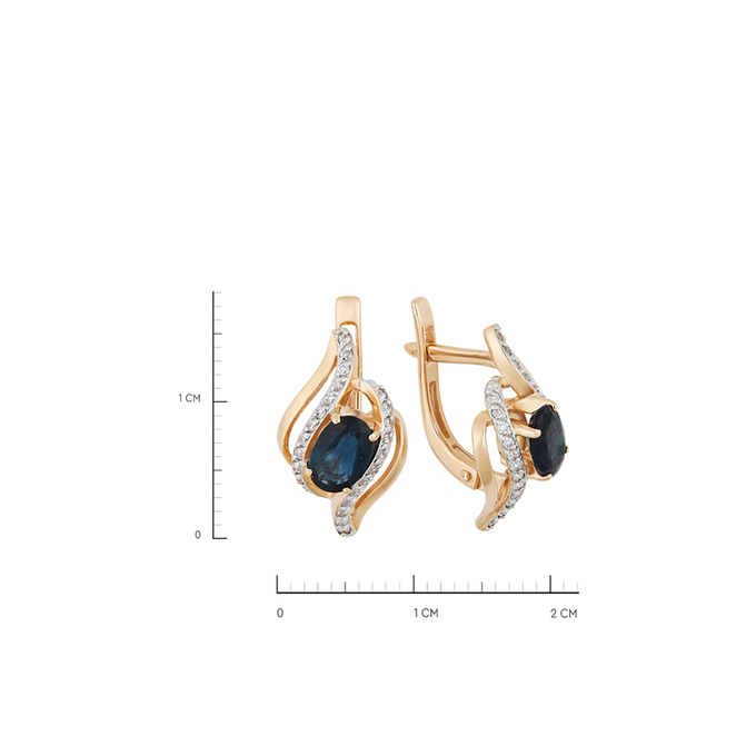Серьги из золота 585 пробы c сапфирами и бриллиантами, Л 2316 4224 за 48720