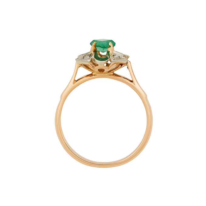 Кольцо из золота 585 пробы c бриллиантами и синтетическим изумрудом, Л 0515 1121 за 52430