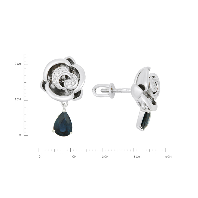 Серьги из золота 585 пробы c сапфирами и бриллиантами, Л 7502 8298 за 128800