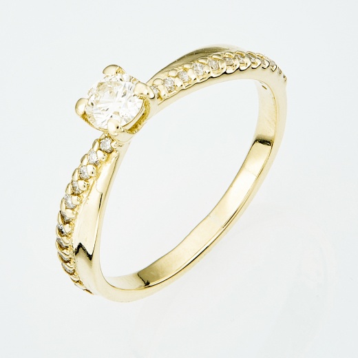 Кольцо из желтого золота 585 пробы c 25 бриллиантами Л12071691 фото 1