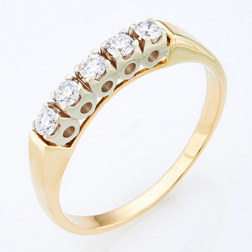 Кольцо из комбинированного золота 585 пробы c 5 бриллиантами 142603 фото 1