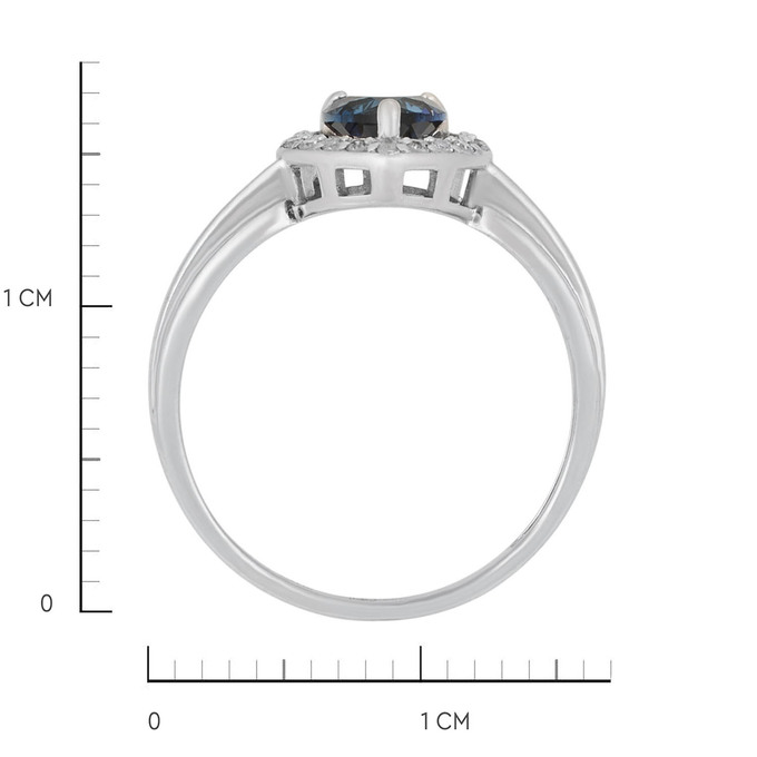 Кольцо из золота 585 пробы c бриллиантами и синтетическим сапфиром