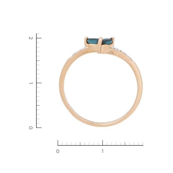 Кольцо из комбинированного золота 585 пробы c 5 бриллиантами и 2 сапфирами, Л57031390 за 11940