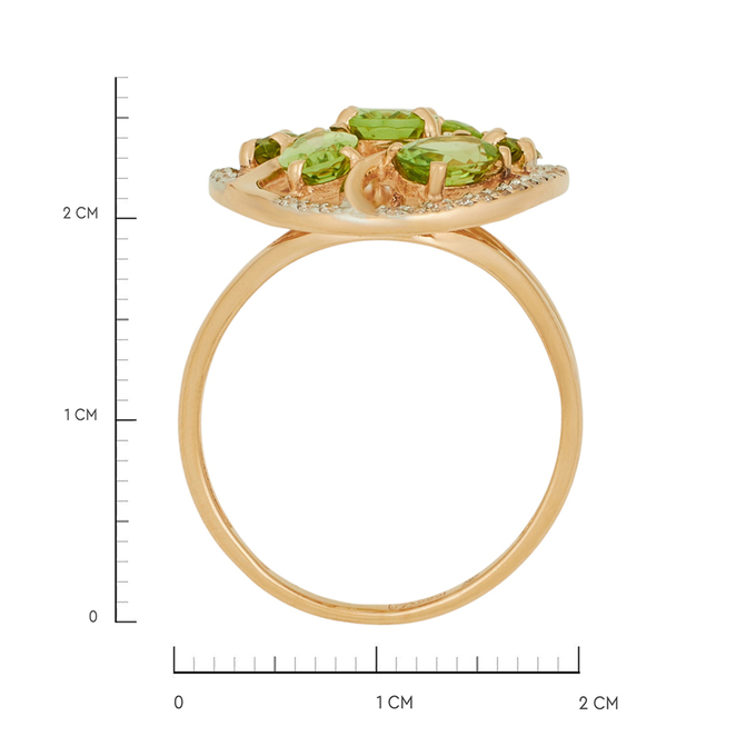 Кольцо из золота 585 пробы c хризолитами и фианитами, Л 3309 7535 за 52640