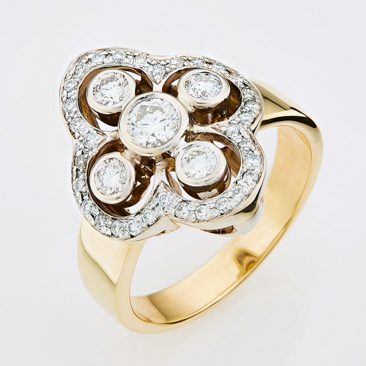 Кольцо из комбинированного золота 500 пробы c 37 бриллиантами 139741 фото 1