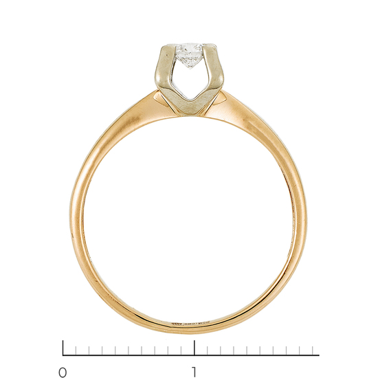 Кольцо из комбинированного золота 585 пробы c 1 бриллиантом, Л36058965 за 23920