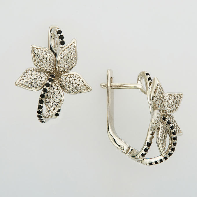Серьги из золота 585 пробы c фианитами