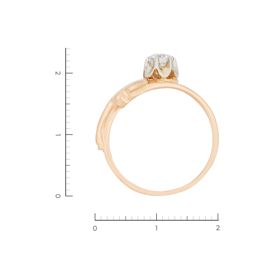 Кольцо из комбинированного золота 585 пробы c 1 бриллиантом, Л06156938 за 49350