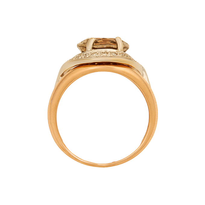 Кольцо из золота 585 пробы c раухтопазом и бриллиантами, Л 0911 3065 за 66150