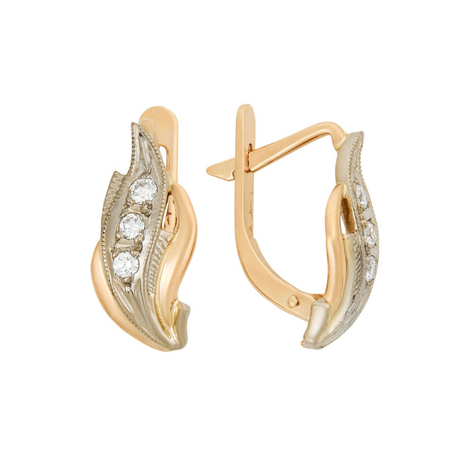 Серьги из золота 583 пробы c бриллиантами, Л 2010 6254 за 54300