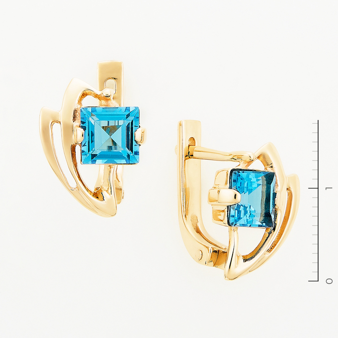 Серьги из красного золота 585 пробы c 2 топазами