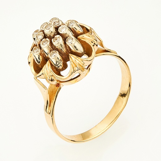 Кольцо из комбинированного золота 750 пробы c 13 бриллиантами 134304 фото 1
