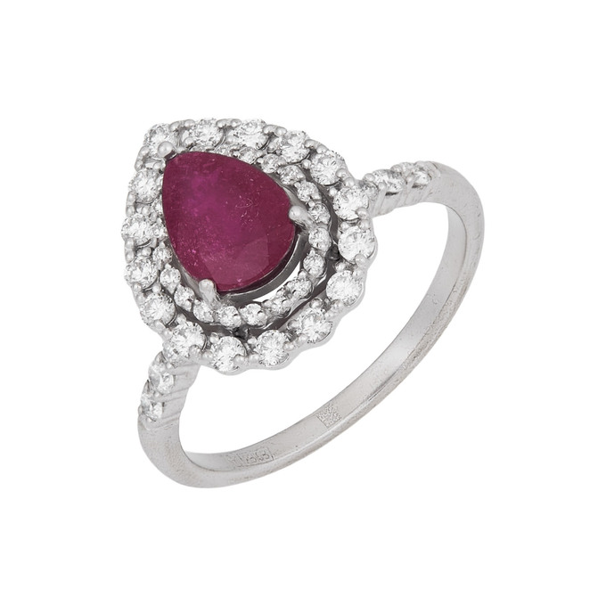 Кольцо из золота 585 пробы c облагороженным рубином и бриллиантами, Л 6002 5923 за 65000