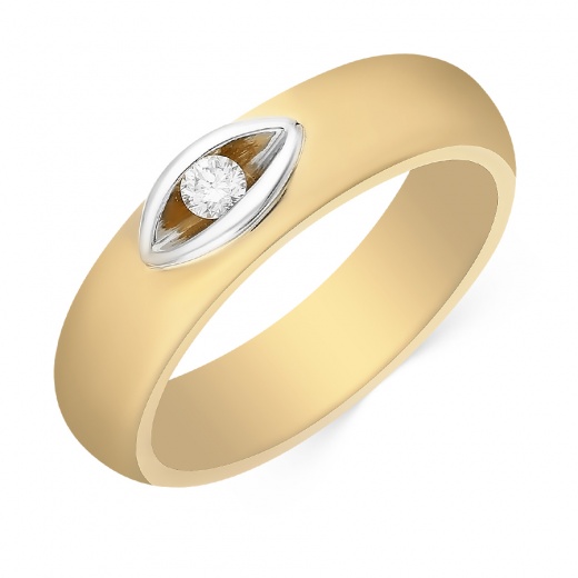Кольцо из комбинированного золота 750 пробы c 1 бриллиантом 065774 фото 1